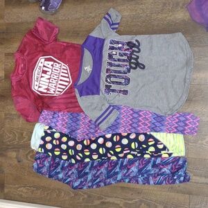 Girls size 7/8 colorful bundle of leggings and shirts